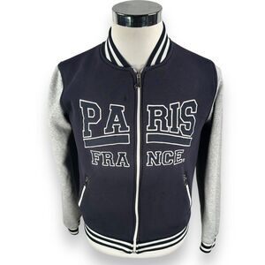 Nas Merch Jacket Mens XS Blue Gray Paris France Sweatshirt Bomber Varsity Rapper